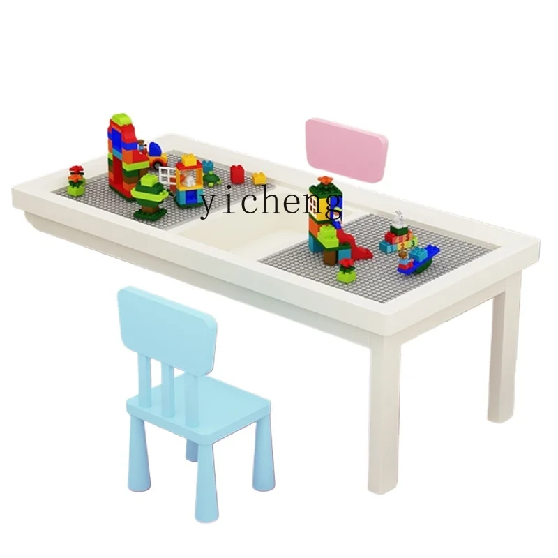 Mesa de bloques de construcción para niños, juguete ensamblado de madera maciza pura, multifuncional, tamaño grande, rompecabezas de partículas grandes, XL