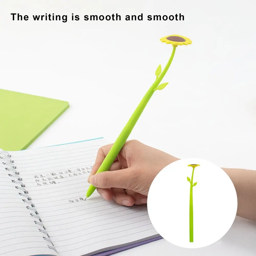 Gel Pen 0.5mm Fine Point Writing Fluently Ultralight Non-slip Writing Pen Comfortable Grip Sunflower Design Ink Pen 젤 펜