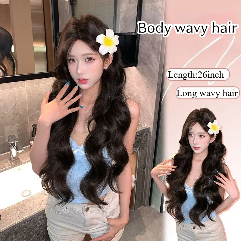 

Ashely Black Wig for Women Long Wave Hair Wig Lolita High Temperature Fibers Synthetic Wigs for Daily Use Cosplay 가발 Peruka