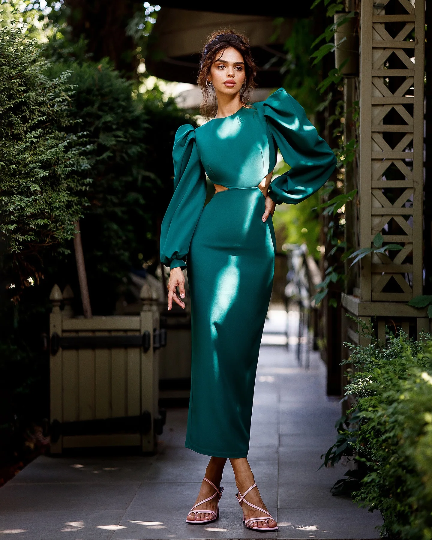 Customized Evening Dress Exquisite Jersey O-Neck Long Sleeves Simple Straight Tea Length Buttons Ruched Special Occasion Gowns