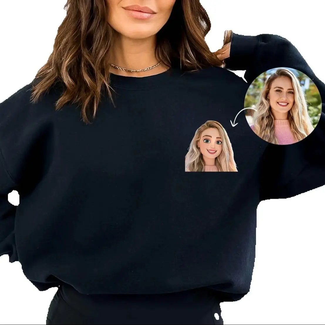 

Custom Cartoon Portrait Sweatshirt Pictre Caricature Portrait Long Sleeve Sweatshirt Personalized DIY Photo Sweater Gifts