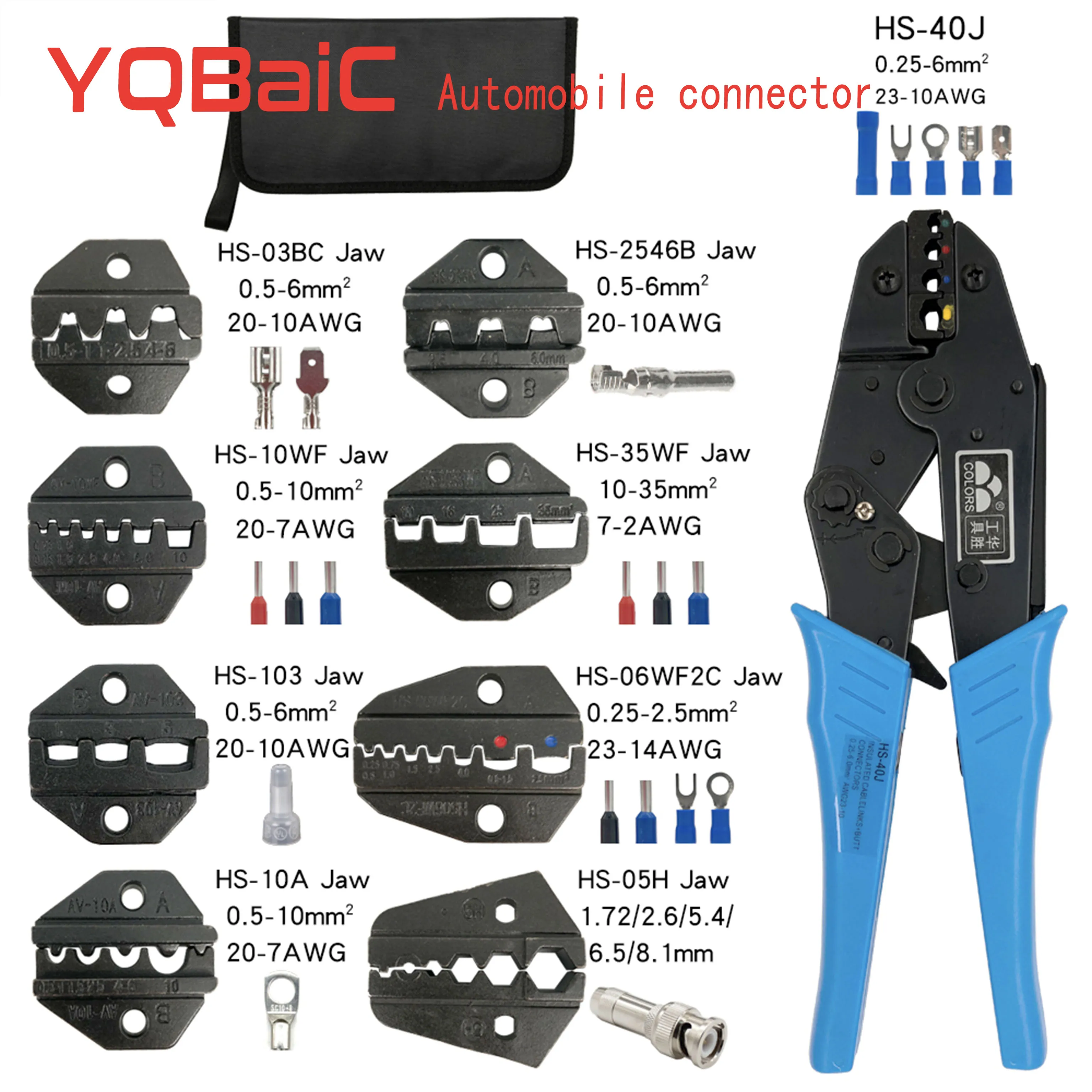 

Crimping Pliers Cap/Coaxial Cable/Insulation Terminals Clamp Tools Kit HS-40J Multi Functional Replaceable Jaws Set