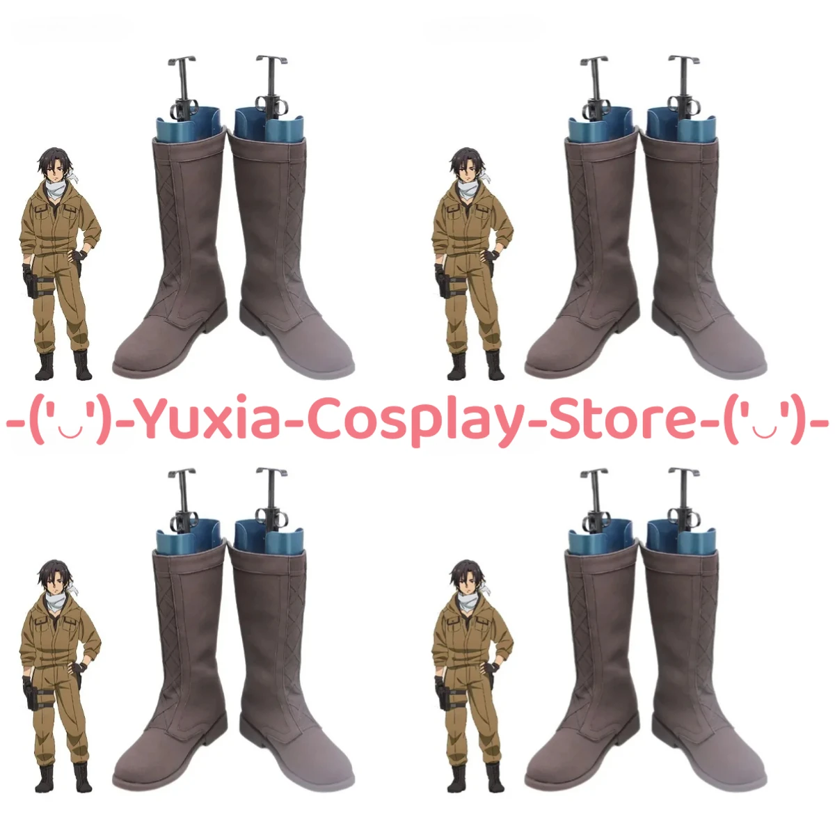 Yuxiacosplay! 86-Eighty Six- Shinei Nouzen Buty do Cosplayu, Rekwizyt Postaci z Anime, Skórzane Botki PU, Kostium na Halloween, Karnawał, Imprezę