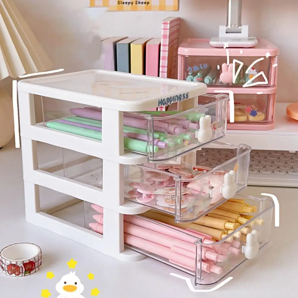 Rabbit Handle Makeup Organizer Cosmetic Container Make Up Case Makeup Brush Holder Organizer Box Desk Storage Box Rack Pen Stand