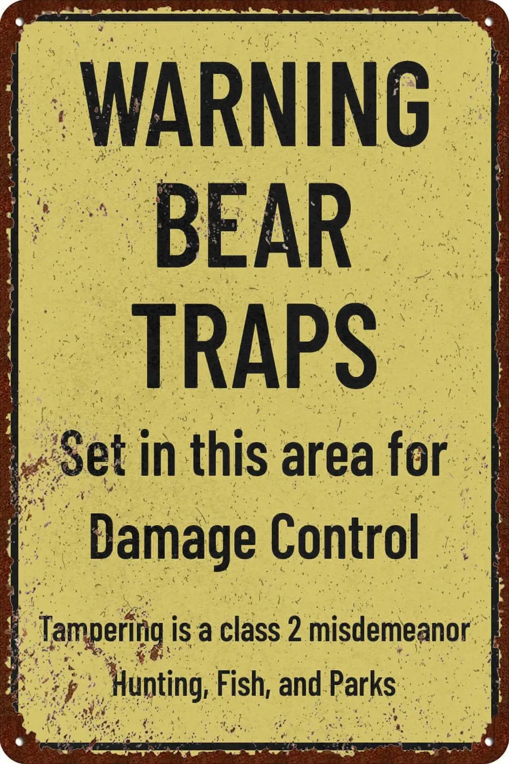 Warning Bear Traps Vintage Metal Tin Signs Vintage Wall Decor for Cafe Bar Pub Decor 8x12 Inches