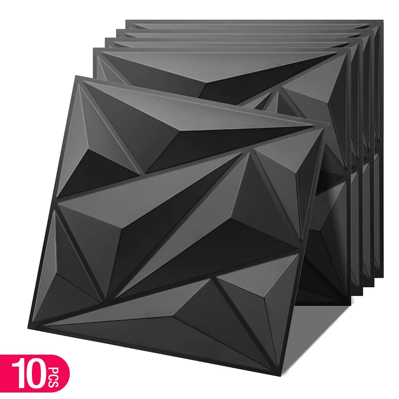 

10 шт., 3D-стенная панель с ромбовидным дизайном, 30 см x 30 см, матовый белый/черный/золотой, наклейки на стену для украшения дома своими руками