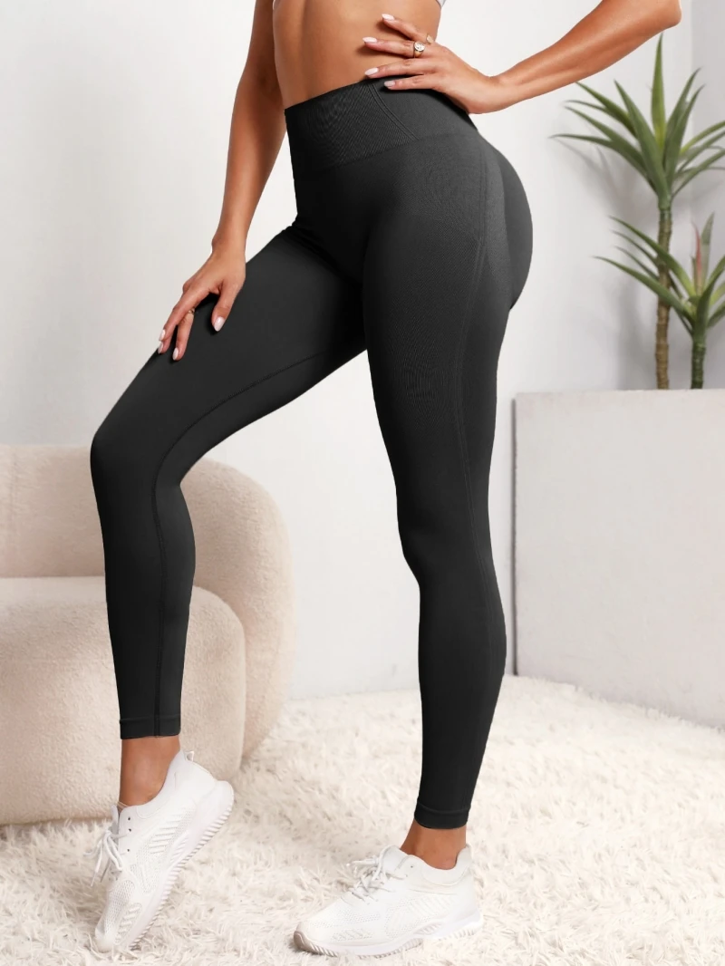 Legging olahraga wanita, Legging Fitness pinggang tinggi, pakaian olahraga, Legging Gym Push Up, tanpa kelim