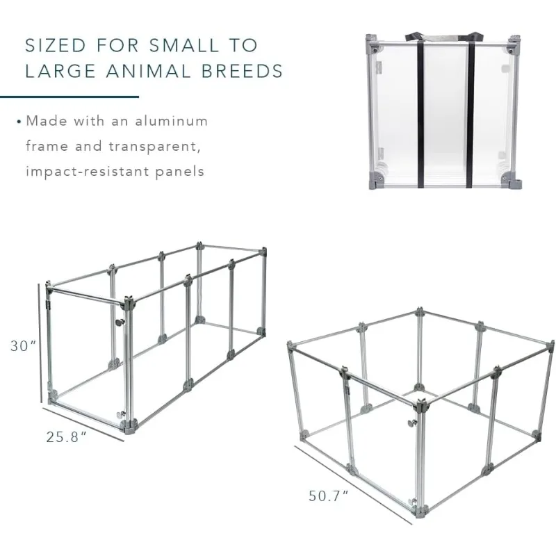 Foldable Dog Playpen Pen, Durable Indoor Outdoor Portable Crate Kennel Safe Accessories for Puppy, Cat, Bunny,(Silver, 8-Panel)