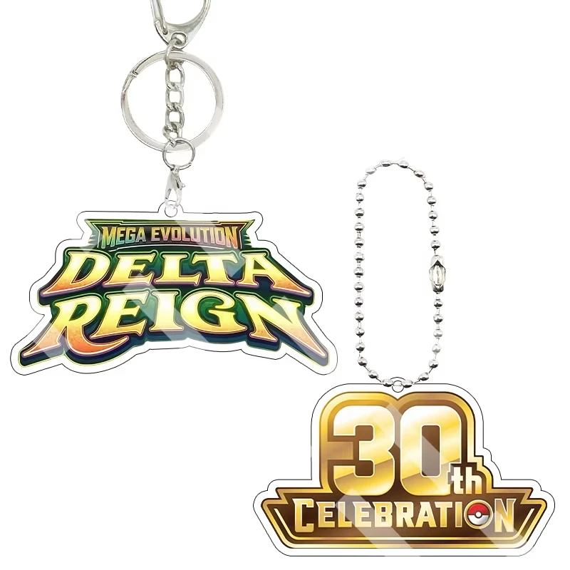 Porte-clés en acrylique avec logo Ptcg Anime 30ème Anniversaire Mega Evolution Delta Reign, décoration pour sac à dos, cadeau de festival
