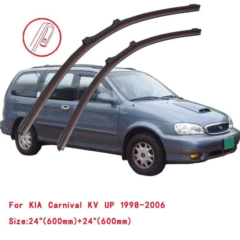 For KIA Carnival KV UP VQ GQ YP KA4 MPV 1998 2005 2006 2008 2010 2014 2015 2016 2019 2021 Double Rubber Windshield Wiper Blades view 4