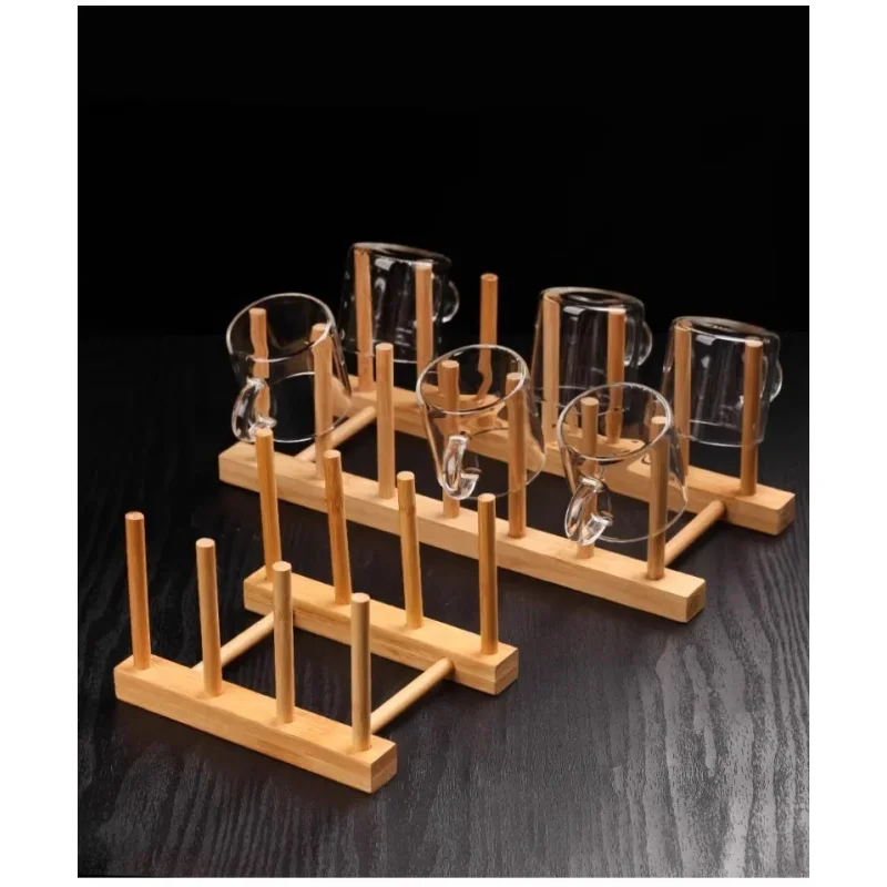 

Bamboo Wooden Dish Racks Plate Stand Holder Vertical Drainer Kitchen Cabinet Organizer for Dish, Pots, Lids, Bowls, Cups, and Cu