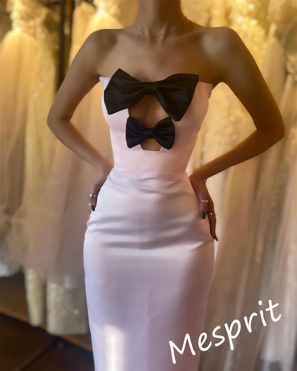 Customized Elegant Strapless Mermaid Anke Length Evening Dress Bows S Formal Occasion Gown Вечернее Платье В Пол С Рукавамиفساتي