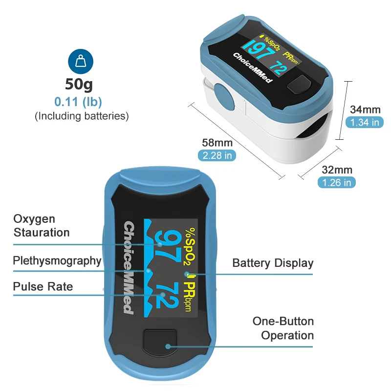 ChoiceMMed Dual Color OLED Finger Pulse Oximeter Fingertips SpO2 Mointor Pulse Oximetro Saturometro De Oxigeno MD300C29