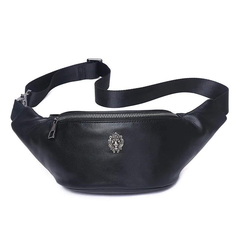 حقيبة صدر من الجلد الطبيعي حقيبة كروس رياضية للرجال متعددة الوظائف حقيبة خصر للرجال راقية