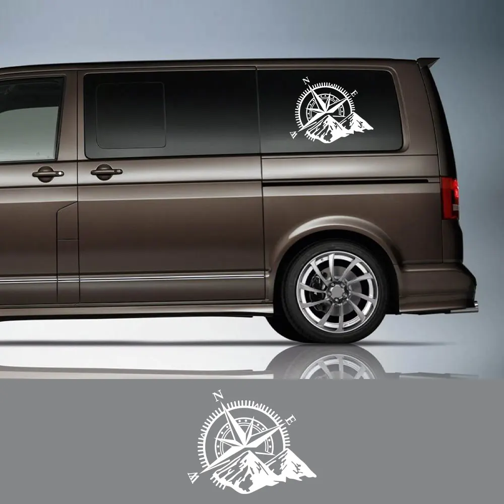 ملصقات السيارات شاحنة التخييم البوصلة الرسومات الجسم ديكور الفينيل فيلم الشارات ل Volkswagen VW Transporter T4 T5 T6 اكسسوارات