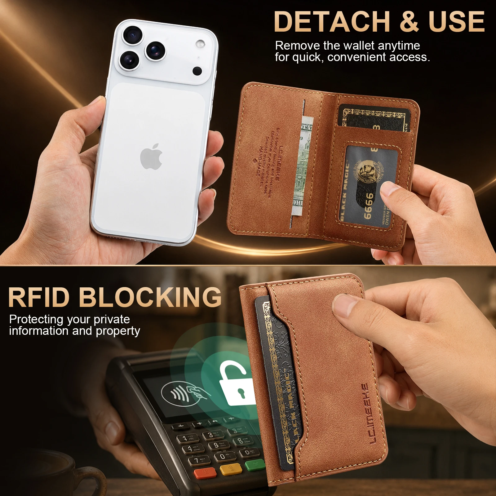 Luxury Business Magnetic Leather Phone Card Bag For iPhone 18 17 Pro Max Samsung Galaxy Google Xiaomi Phone Stand Slim Cover
