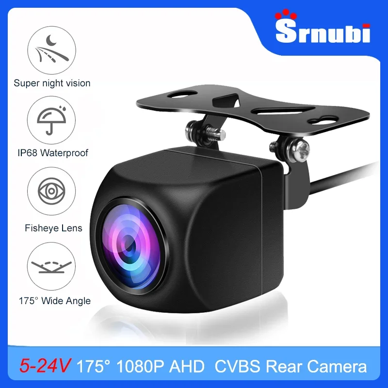 

175° AHD 1080P Vehicle Rear View Cam Car Reverse Black Fisheye Lens Night Vision IP68 Waterproof Universal CVBS Parking Monitor