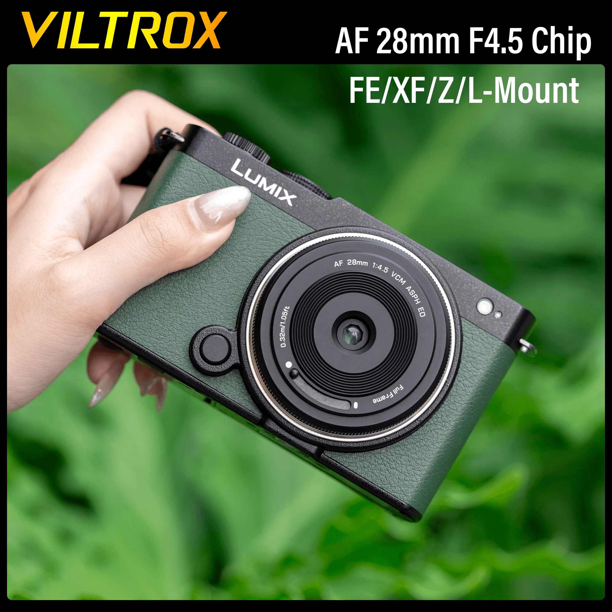 VILTROX AF 28mm F4.5 칩 오토포커스 풀프레임 카메라 렌즈 레트로 슬림 (후지필름 X, 소니 E, 니콘 Z 마운트, 라이카 루믹스 L 마운트 호환)