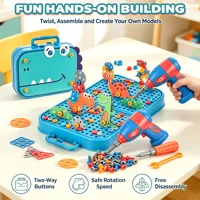 351Pieces Children Tool Set Electric Drill Screw Nut Puzzle Toys Pretend Play Dinosaur Drilling Assembly Educational Toy Boy 4
