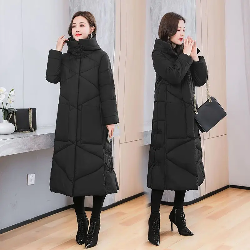 2023 New Women Cotton Long Coat Winter Jacket Female Thick Warm Parkas Hooded Outwear Large Size Overcoat