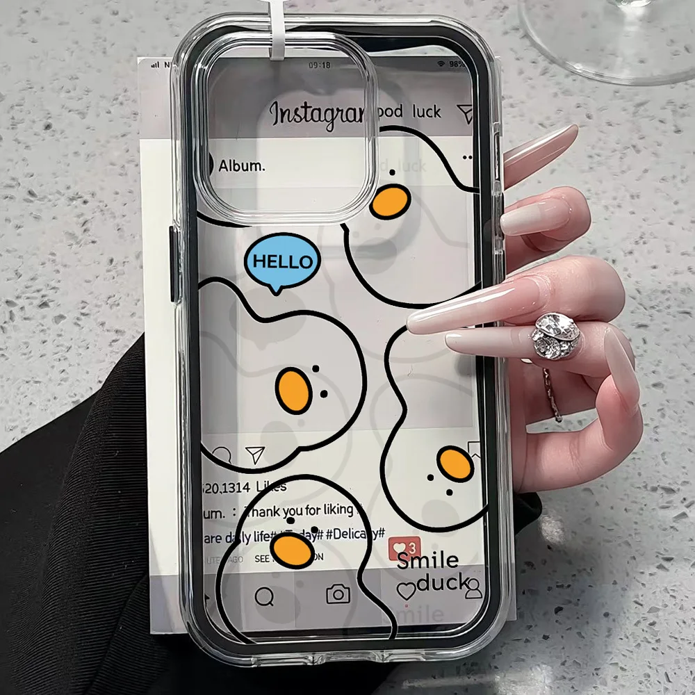 Niedliche gelbe Enten-Handyhülle für iPhone 17 13 16 15 11 12 14 Pro Max 17 Air XR X, Silikon 2-in-1 stoßfeste weiche Hülle – Detail 2
