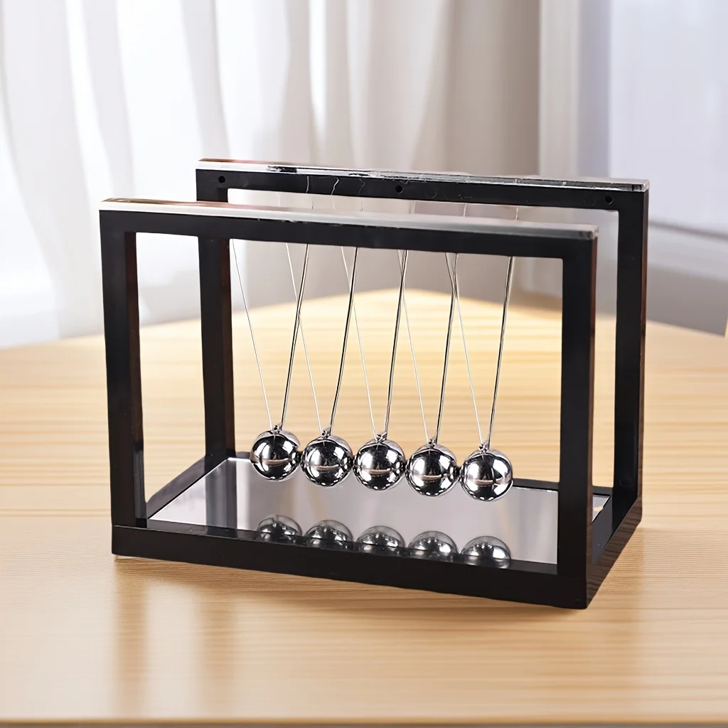 1pc Luxurious Resin Newton's Cradle Table Sculpture - Modern Minimalist Design with Sleek Black Frame, Indoor & Outdoor Decor - Image 6