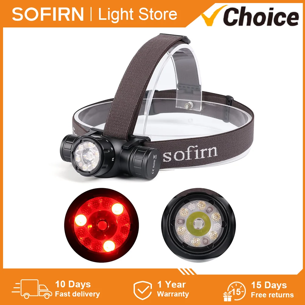 Sofirn HS21 Headlamp 2000lm Infrared Induction Torch 18650 USB C Rechargeable Flashlight SFT40 Red Led Powerful Headlight IP65