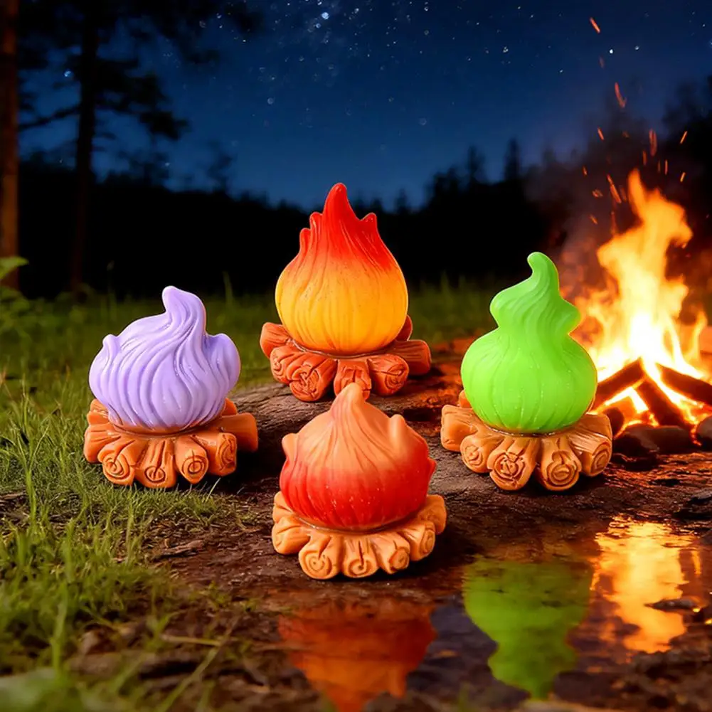 Small Resin Bon Sculpture Micro Landscape Ornament Resin Camp Model Realistic Flame Texture Miniature Figurine Simulated