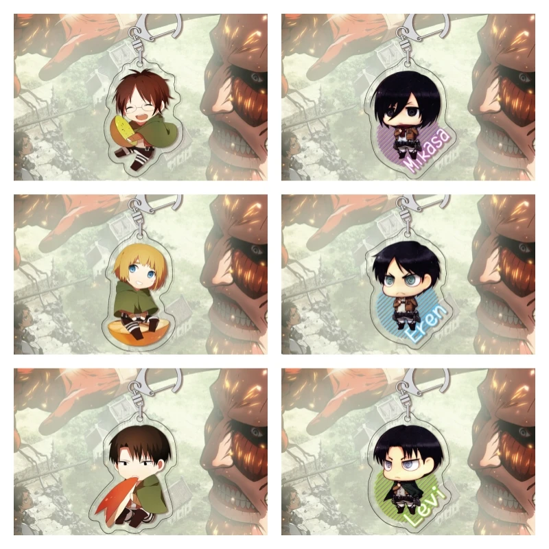 Горячее-аниме-«Атака-Титанов»-llavero-аниме-Эрен-Микаса-Армин-Леви-милая-акриловая-фигурка-брелок-для-фанатов-подарки-на-день-рождения-6-см