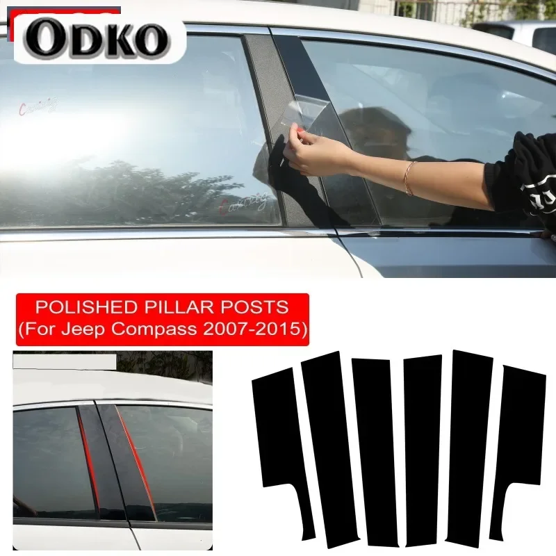 

6 шт. полированные стойки для Jeep Compass 2007-2015, накладка на окно автомобиля, наклейка на колонку BC, Para Carro, дропшиппинг