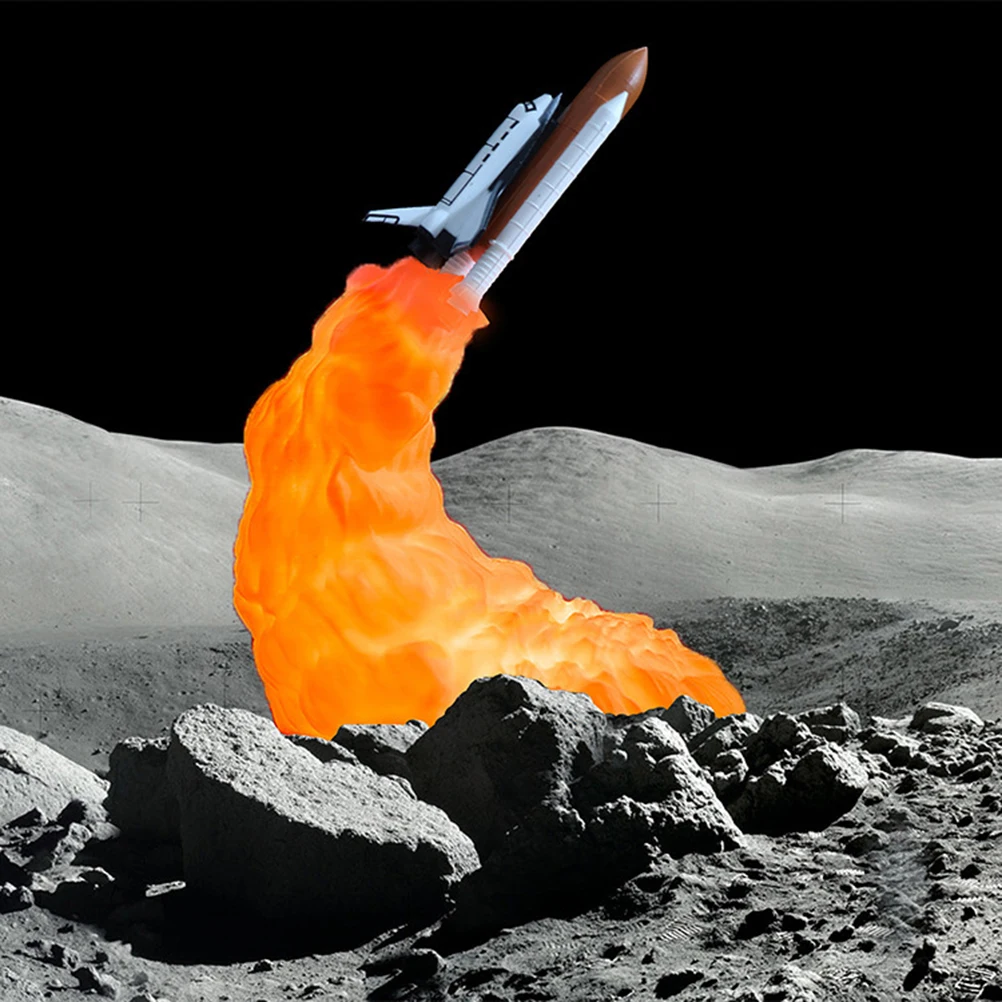 ثلاثية الأبعاد مطبوعة صاروخ ليلة ضوء Led لمبة مكتب لغرفة النوم غرفة المعيشة ديكور الفضاء تحت عنوان أباجورة طاولة الزخرفية