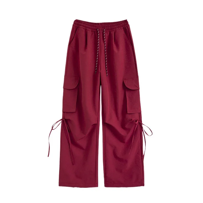 Street Style American Paratrooper Hiking For Women 2026 Autumn Winter Casual Long High Waist Loose Wide Leg Cargo Pants
