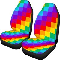 Rainbow Fabric Front Seat Covers Bohemia Design Car Interior Protector Set of 2 Universal Fit for Vehicle Sedan and Jeep