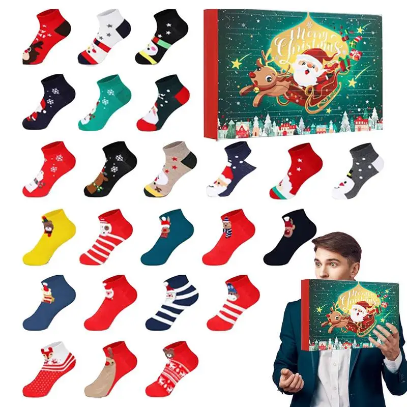 Christmas Advent Calendar 2024 Socks Countdown Calendar Kids Socks 24 Days Christmas Advent Socks for Kids Cotton Kids Socks