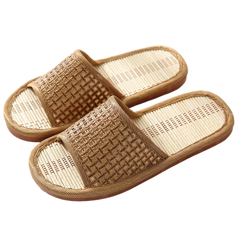 Flat Home Shoes Women Rattan Linen Home Slippers for Women Men Summer Woven Floor Indoor Slides Unisex Bedroom Shoes  Zapatos