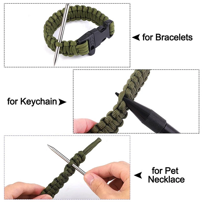 Agujas de cordones de acero inoxidable con punta de Marlin, accesorios para Fids de Paracord, 12 piezas