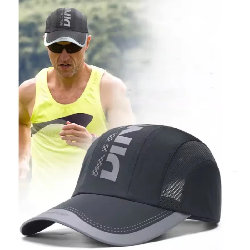 

Летняя быстросохнущая дышащая сетчатая кепка для бега с принтом, защита от УФ-излучения, для тенниса, гольфа, бейсбола, унисекс, солнцезащитный козырек