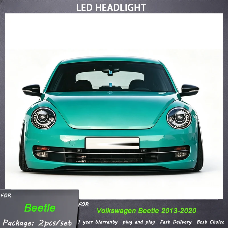 LED Headlight Assembly for Volkswagen vw Beetle 2013-2020 Modified Deluxe Style Turn Signal Daytime Running Light Clearance Lamp