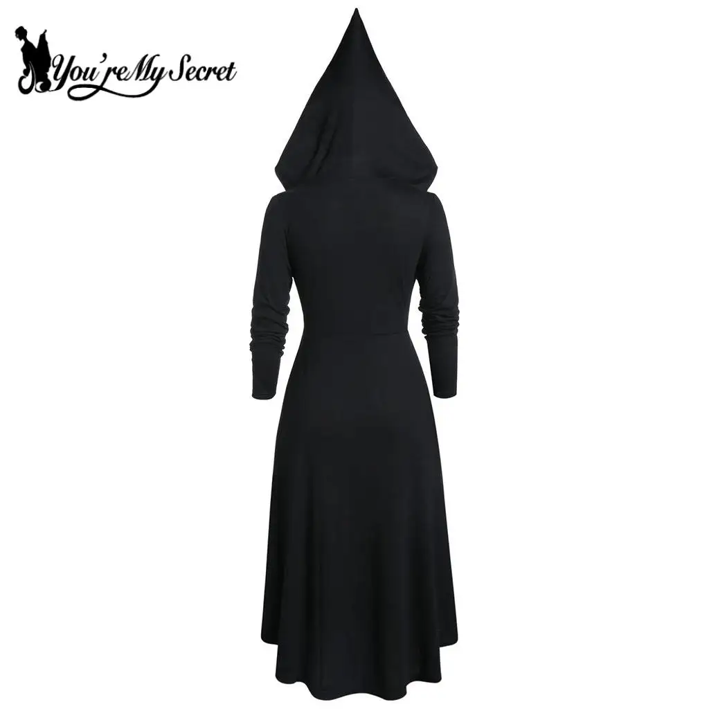 [You're My Secret] Vintage Punk Gothic Womens Dress Cosplay Costumes Hooded Robe Pullover Long Hoodie Halloween Party Clothing