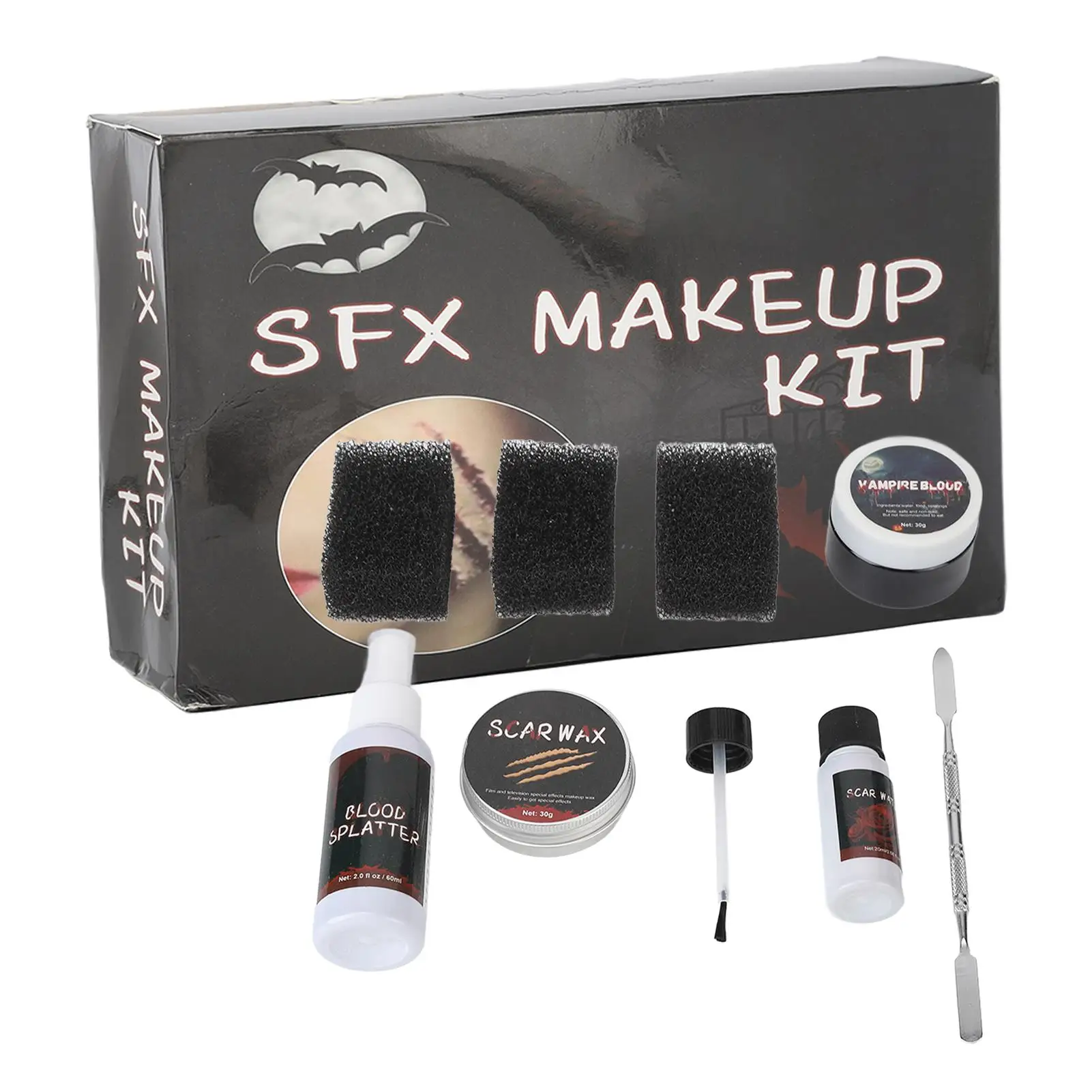 

Scary Face Halloween Makeup Kit 30g Skin Wax - Easy to Use & Mild Skincare Effect for Party