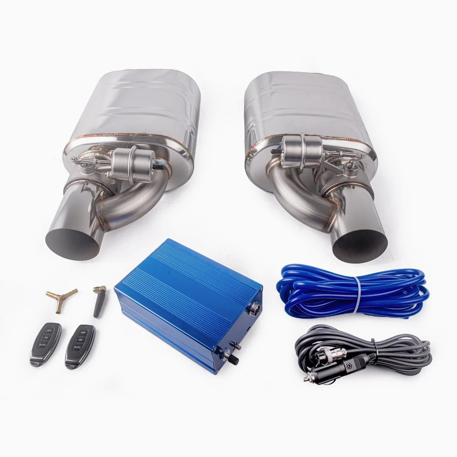

AAE-1Pair Universal Electric Exhaust Cutout Kit Stainless Steel Muffler with Dump Valve & Remote Control