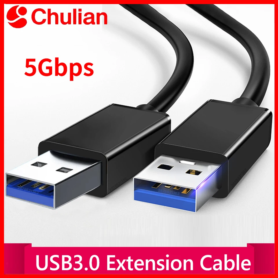Short USB 3.0 Cable Double USB A Male Plug for HDD Enclosure USB 3.0 Hub Cooling Fan USB Switch - Male to Male Cord