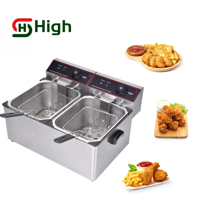Commercial 6L+6L Double Cylinder Double Basket Counter Deep Fryer