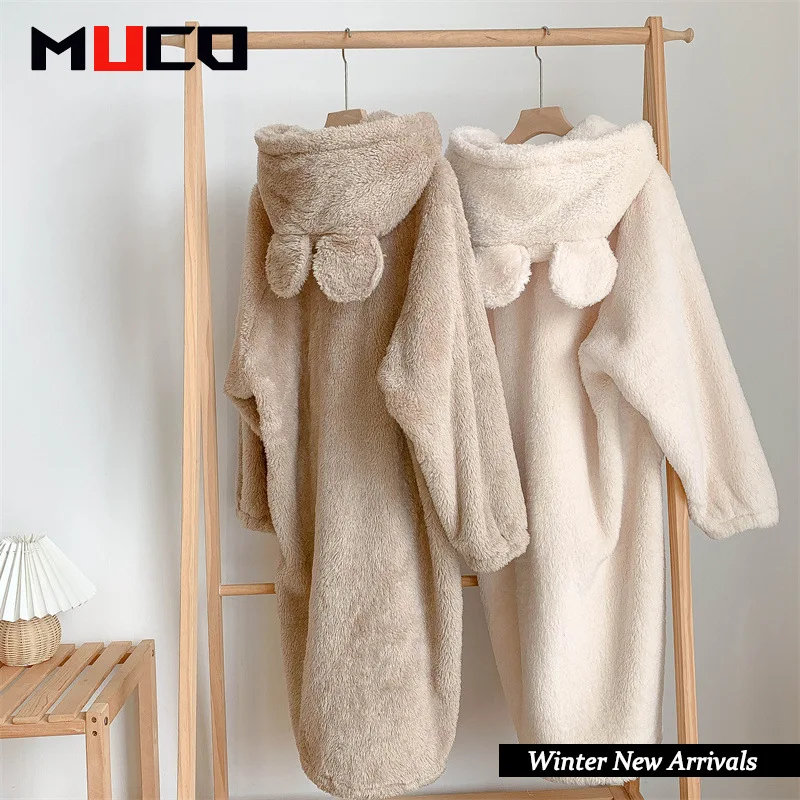 

Winter Coral Velvet Robe Women's Winter Long Style Wind Thickened Warm Pajama Women