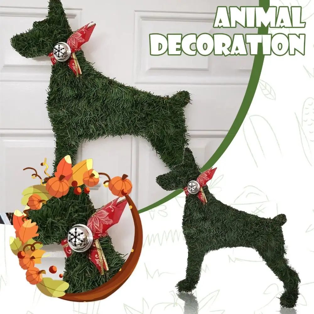 Handmade Christmas Wreath Ornaments New Year Indoor Outdoor Dog Cat Wreath Pendant Doberman Labrador Door Garlands Decoration