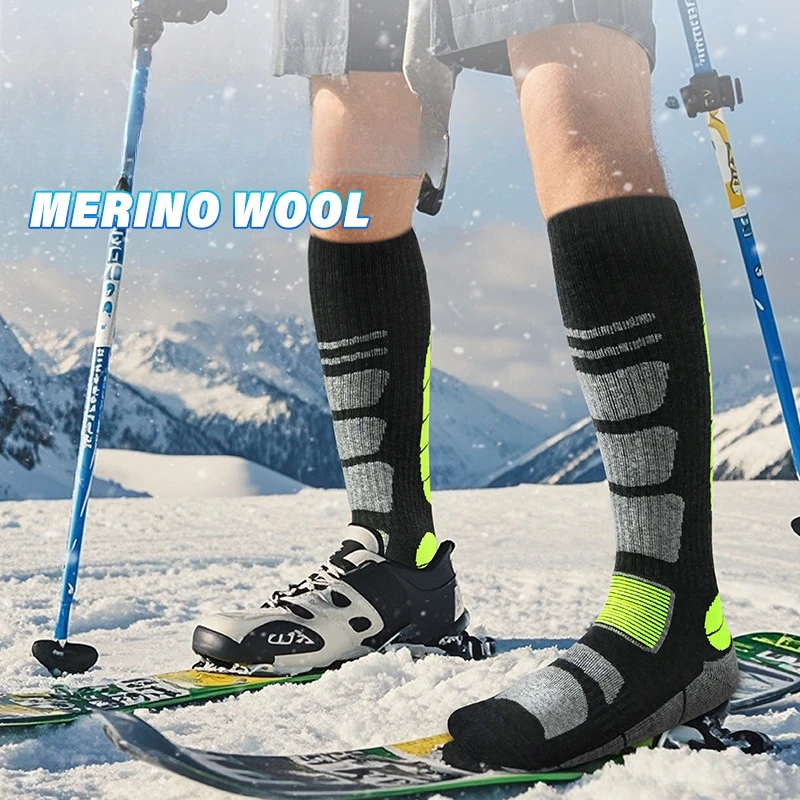 

1 Pair Merino Wool Thermal Socks Men Women Winter Long Warm Compression Socks For Ski Hiking Snowboarding Climbing Sports Socks