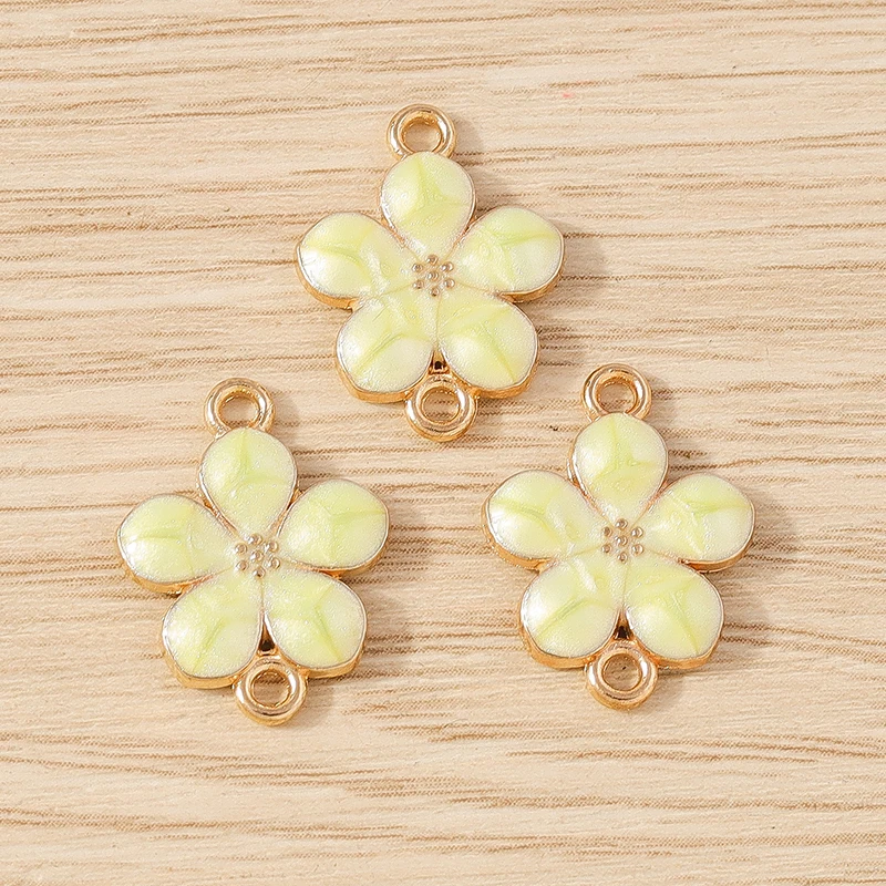 Tusember 20 Stück 14x18mm Bunte Emaille-Blumen-Charms-Verbinder für Schmuckherstellung, Armbänder, Halsketten, DIY-Handarbeitszubehör – Detail 6