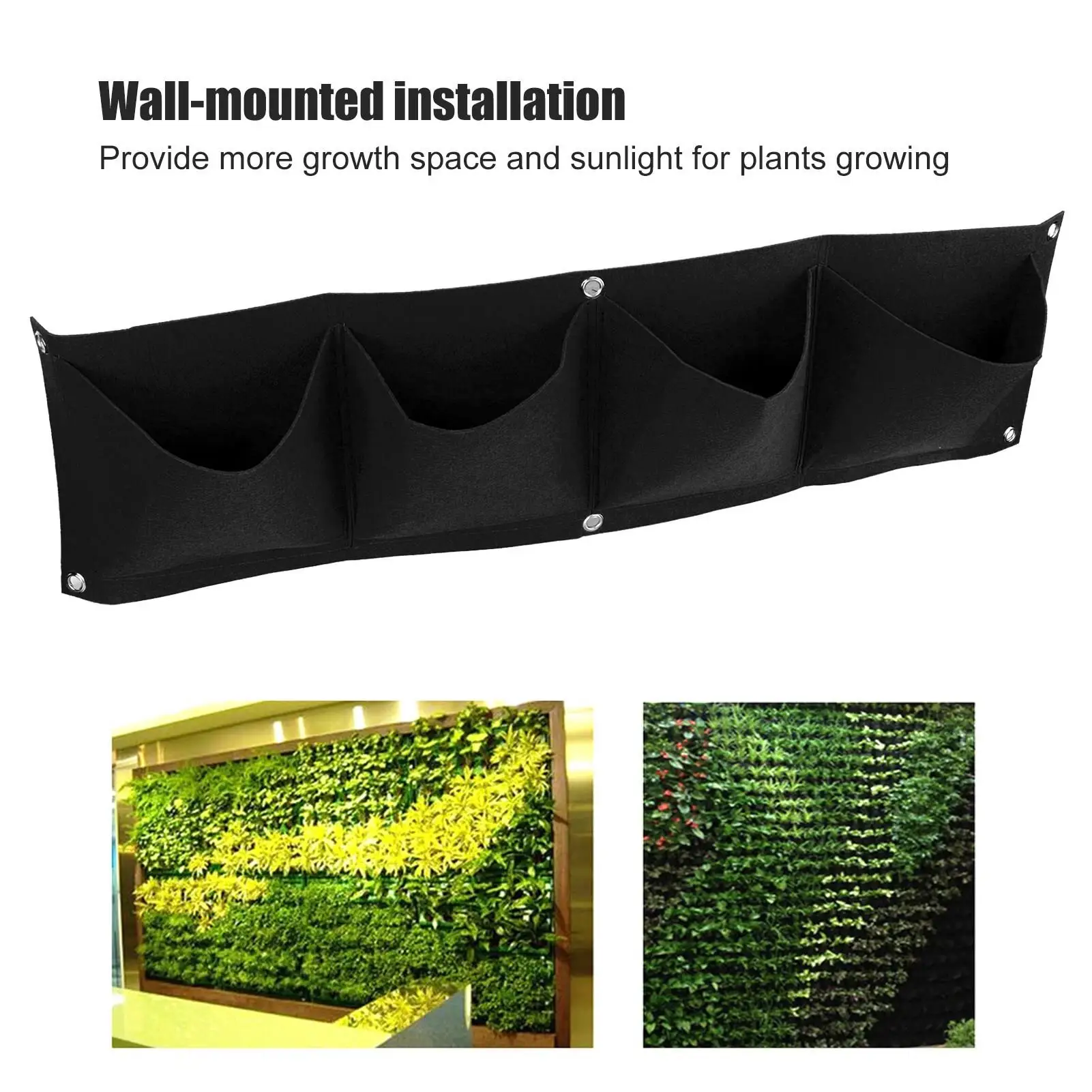 4Pcs Wall-Mounted Plant Growing Bags - Reusable Felt Seedling Planters, Eco-Friendly & Degradable Garden Bags