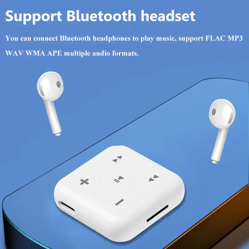 Мини-карманный Bluetooth MP3-плеер, беспроводной Hi-Fi звук, музыка, Walkman Type-C, перезаряжаемый, совместимый с Bluetooth-гарнитурой, TF-картой