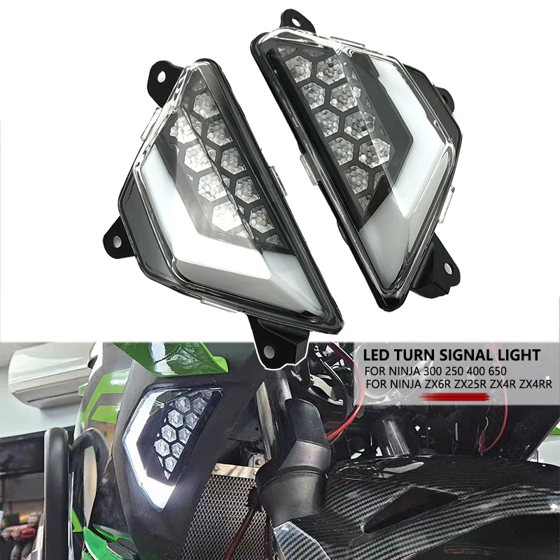 ZX4R ZX-25R LED Turn Signals Indicator Blinker For Kawasaki Ninja 650 400 300 250 ZX-6R ZX25R EX250 EX400 EX650 Flasher Light